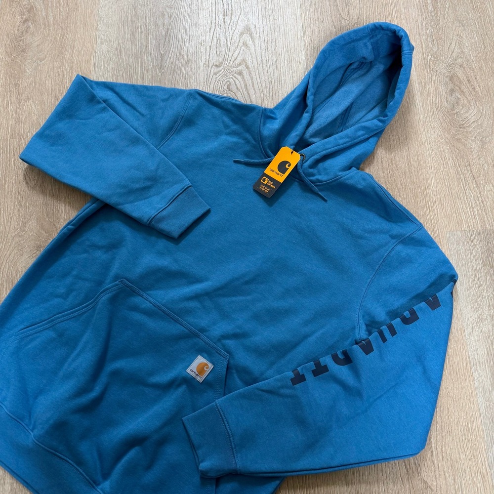 Carhartt Rain Defender Loose Fit Hoodie Mens Medium Blue Graphic TS7030-M